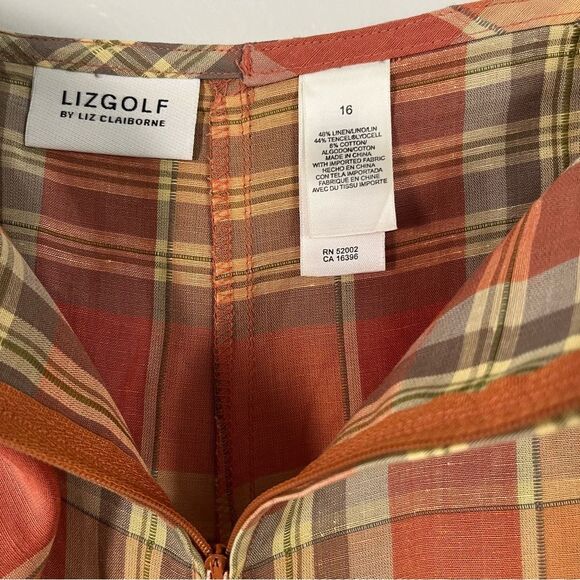 Liz Claiborne LizGolf Plaid Wrap Skort Size 16 Fall 90's Retro - Picture 7 of 9